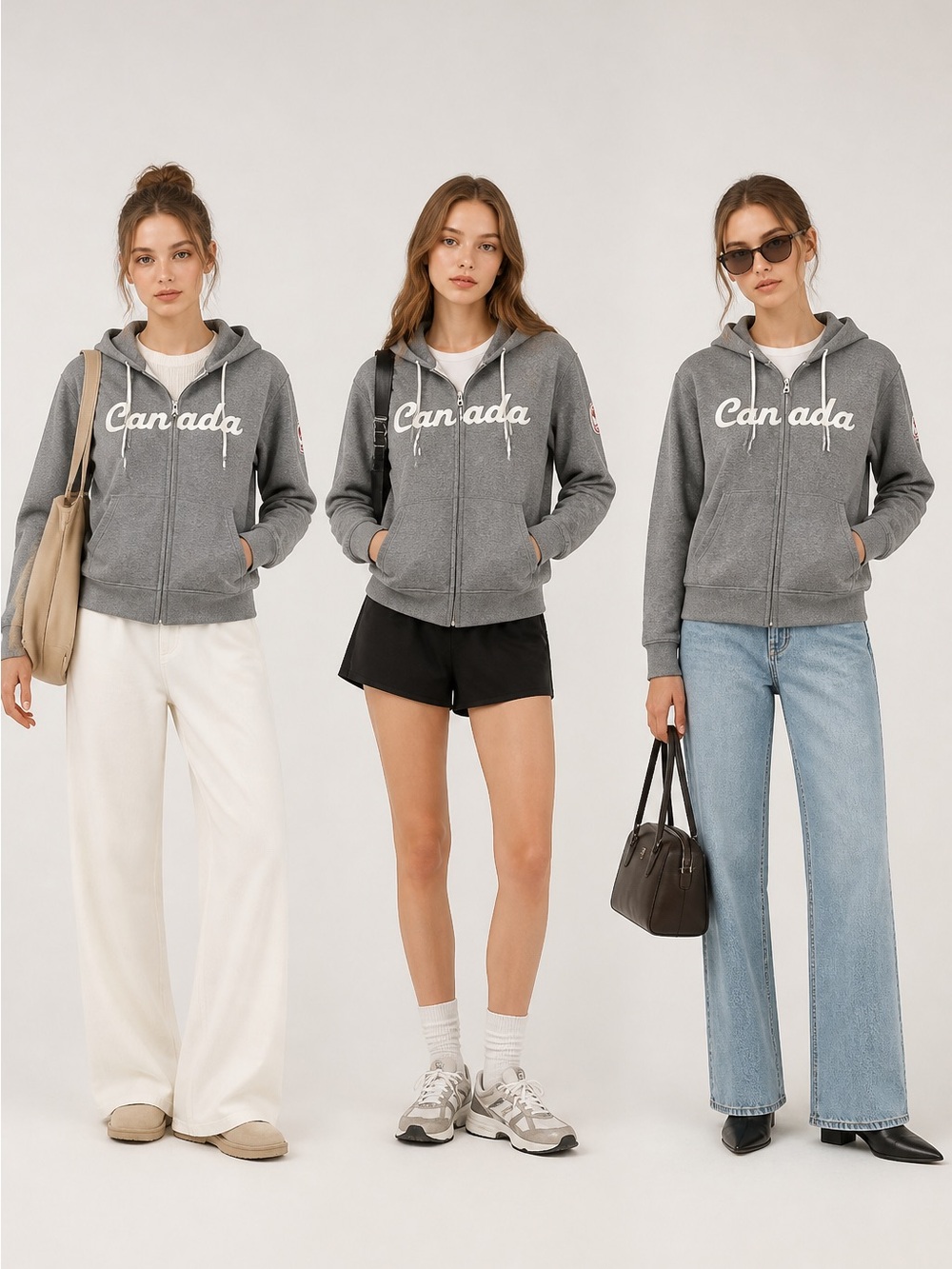 Canadiana Women’s Grey Pullover Hoodie Size Larg